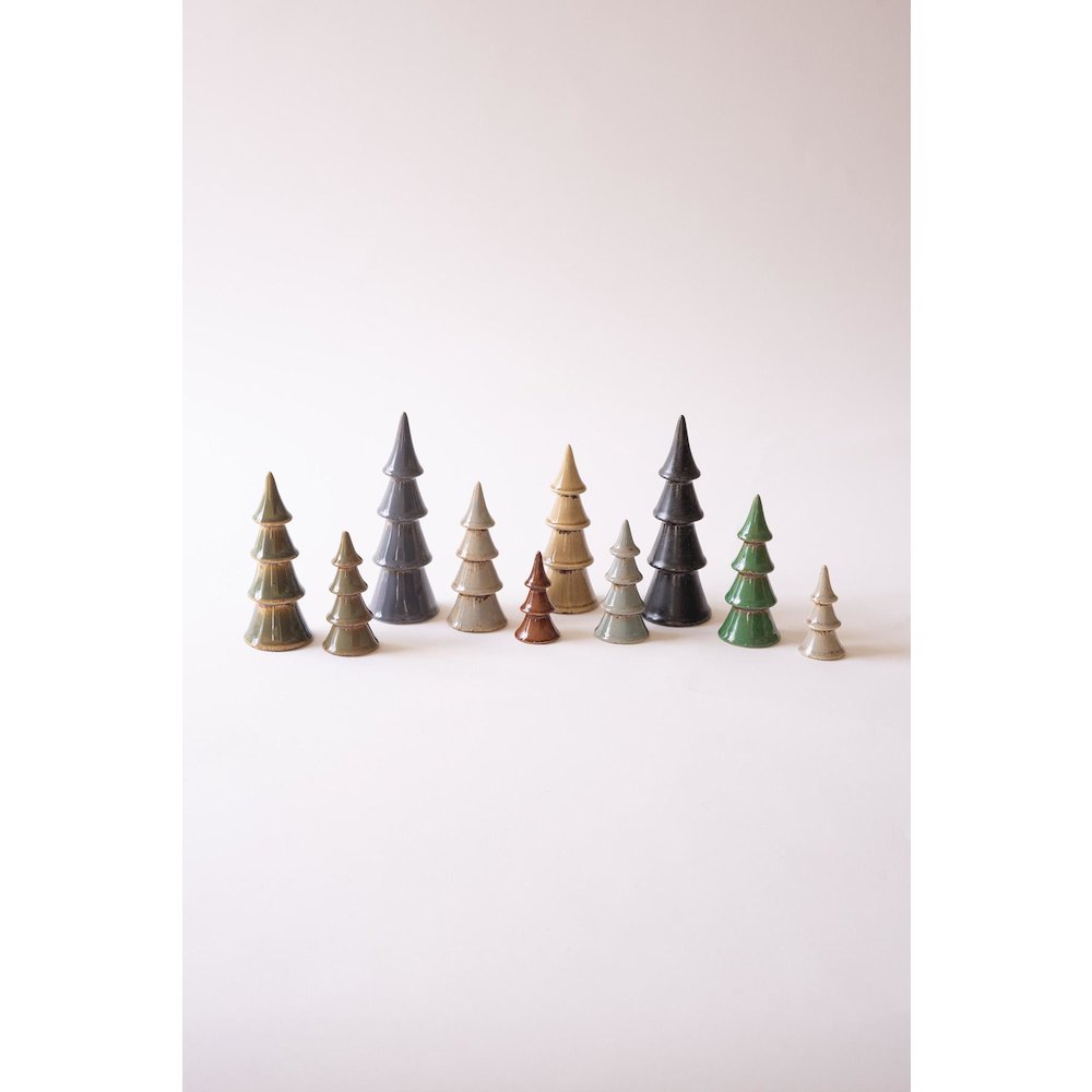 Set Of Ten Ceramic Christmas Trees