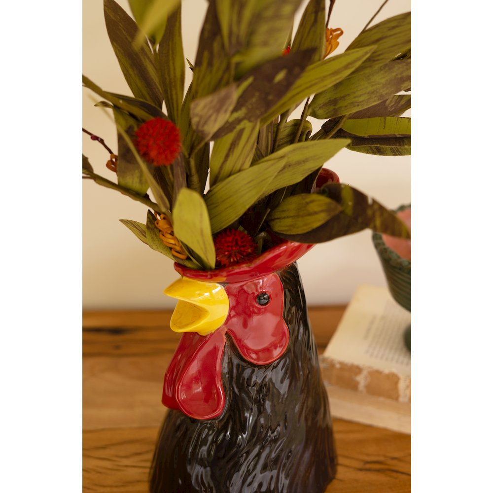 Ceramic Rooster Head Vase