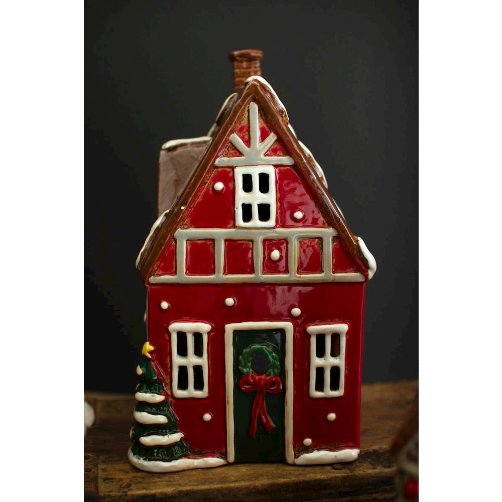 Set Of Four Ceramic Christmas Village