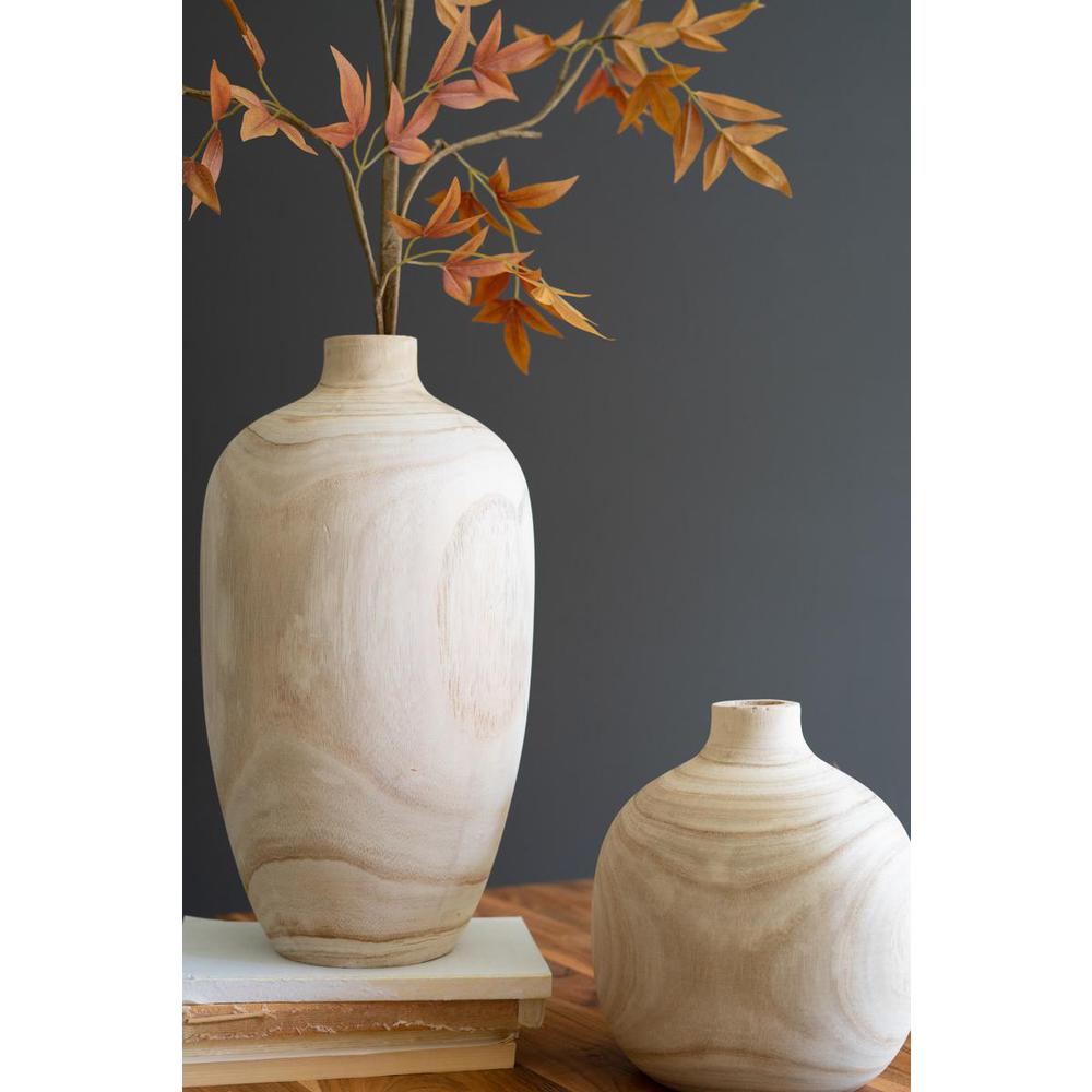 Set Of Five Carved Wooden Bulb Vases - One Each Design