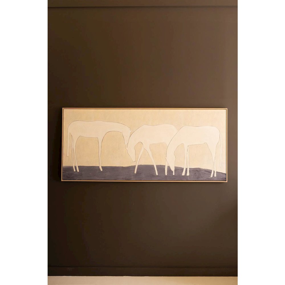 Framed Painting Three White Horses