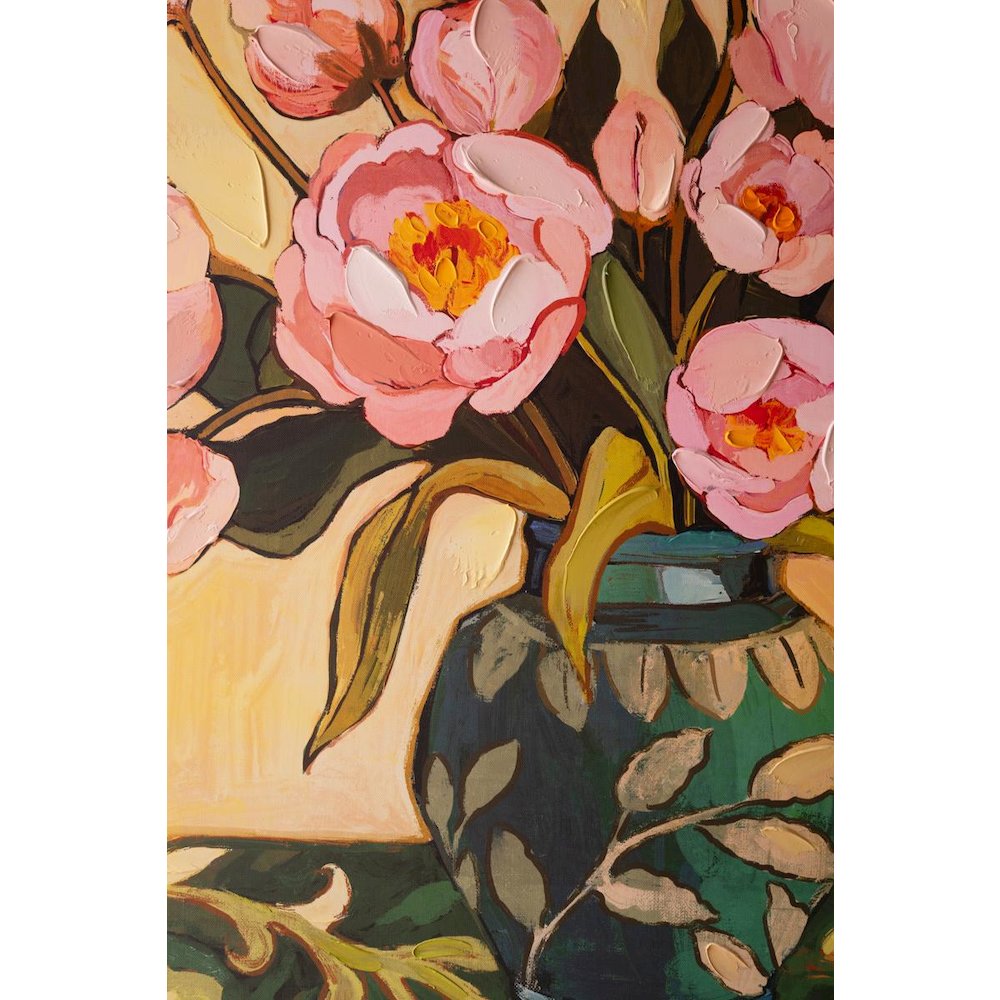 Framed Painting - Pink Flowers with Blue Vase