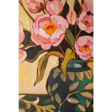 Framed Painting - Pink Flowers with Blue Vase