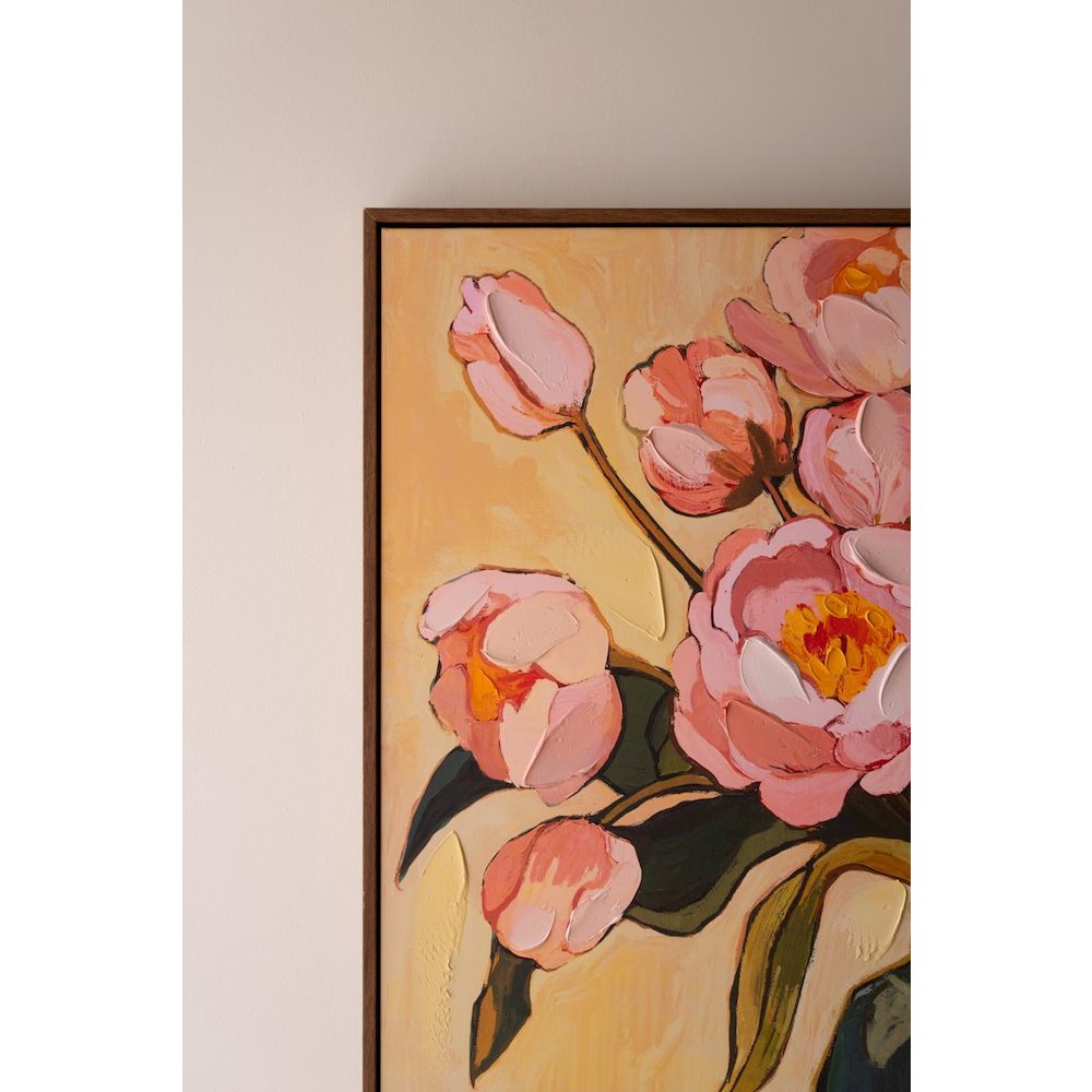 Framed Painting - Pink Flowers with Blue Vase