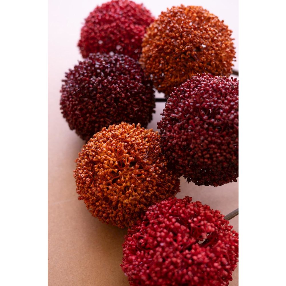 Set Of Six Artificial Allium Ball Stems - 2 Each Color
