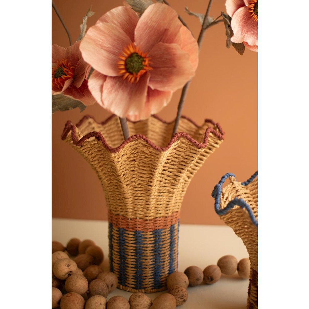 Set of Two Twisted Paper Vases with Ruffled Rims