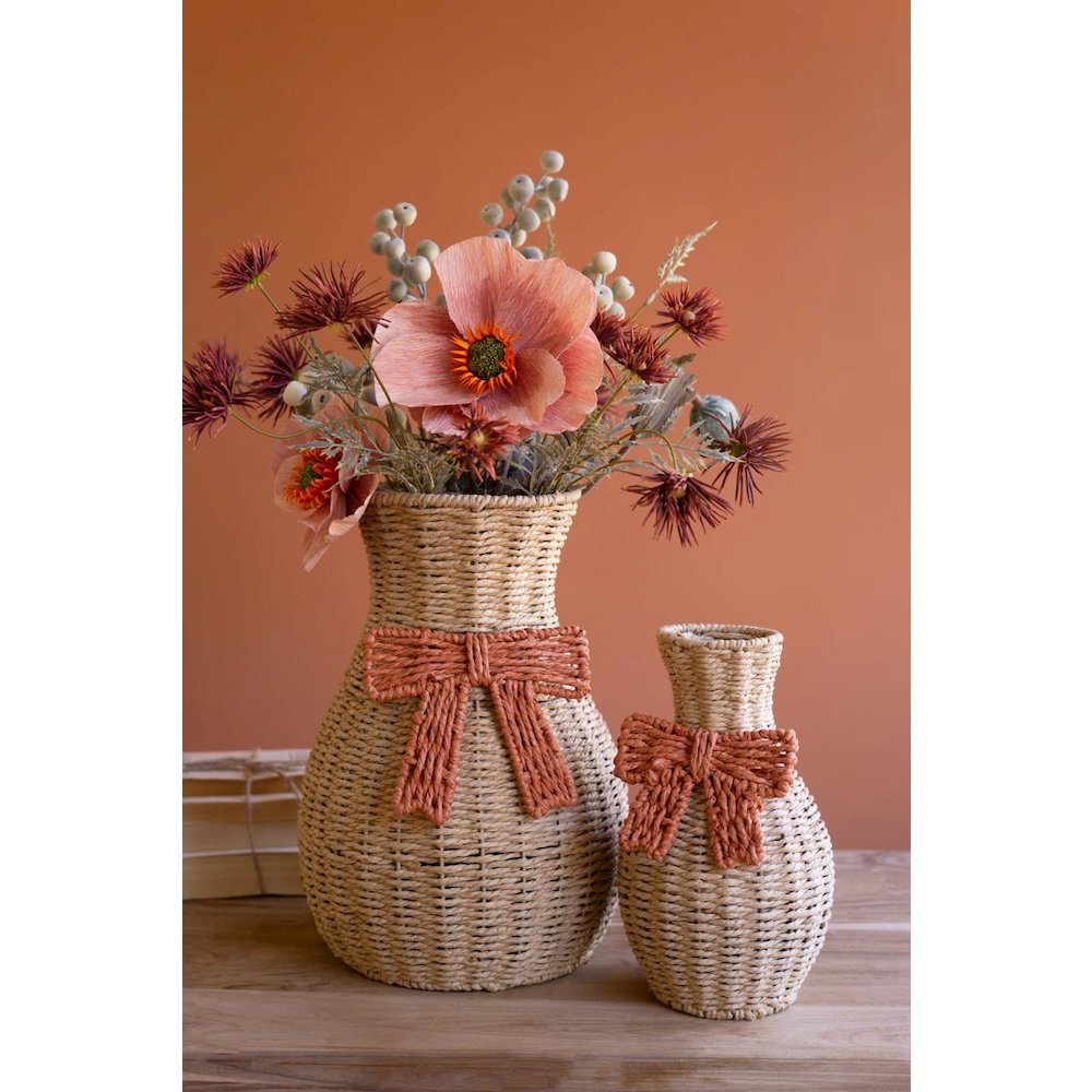 Set of Two Twisted Paper Vases with Bows