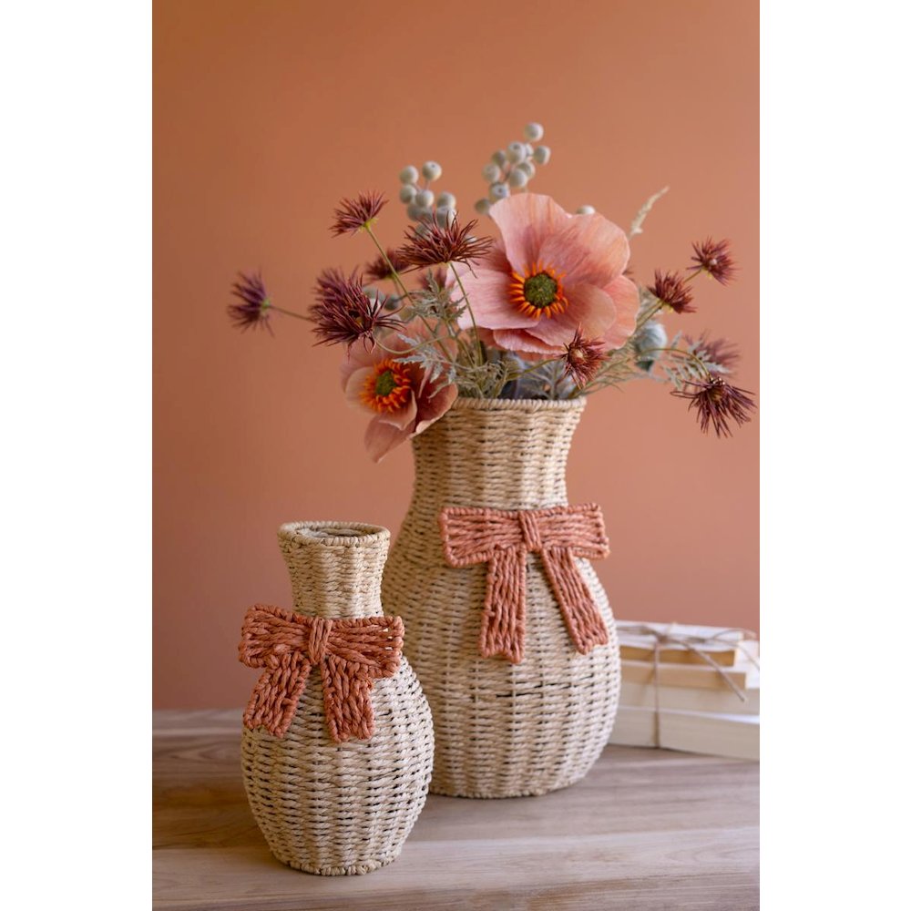 Set of Two Twisted Paper Vases with Bows