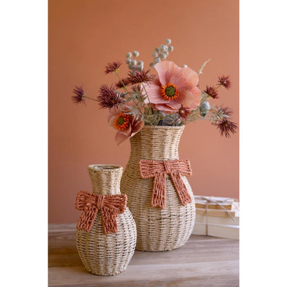 Set of Two Twisted Paper Vases with Bows