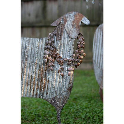 Set Of Three Corrugated Metal Christmas Sheep Yard Art