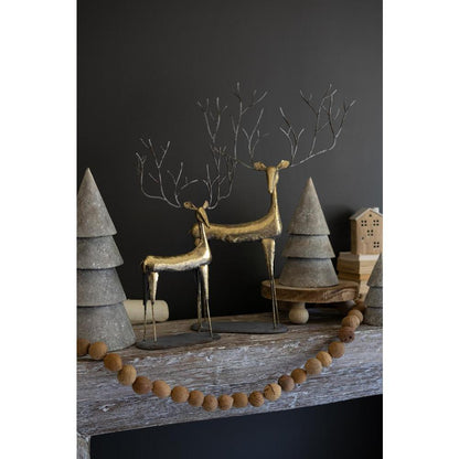 Set Of Two Antique Gold Metal Christmas Deer