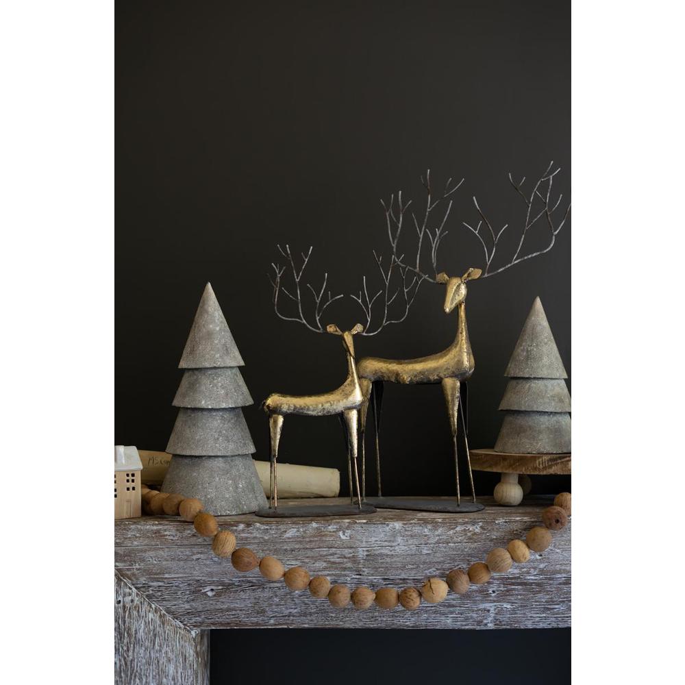 Set Of Two Antique Gold Metal Christmas Deer