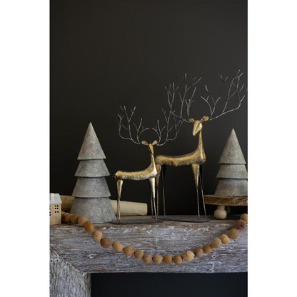 Set Of Two Antique Gold Metal Christmas Deer