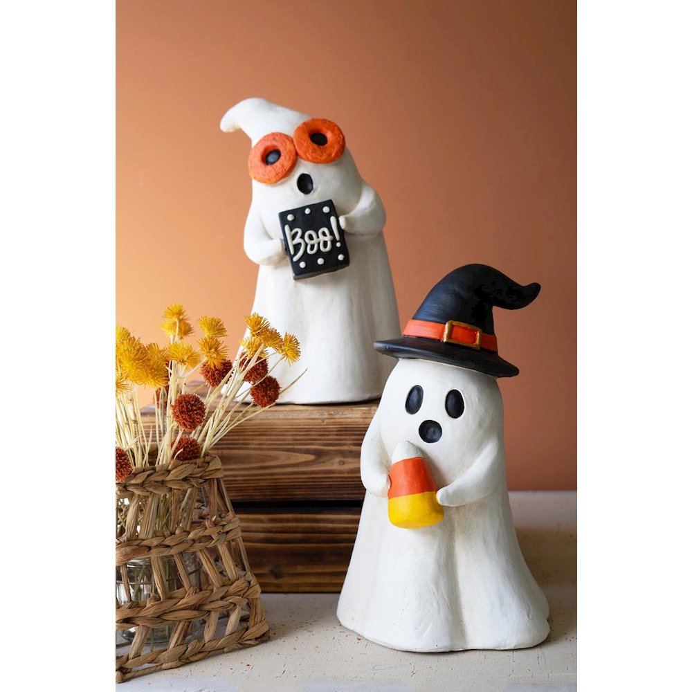 Set Of Two Resin Halloween Ghosts