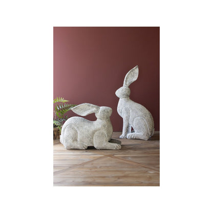 Set Of Two Rustic Metal Rabbits