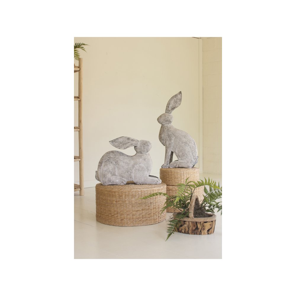 Set Of Two Rustic Metal Rabbits