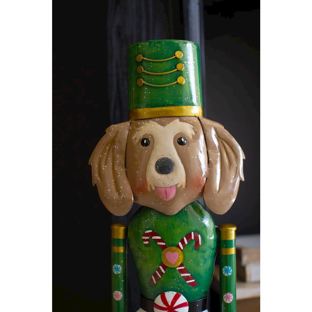 Set Of Two Painted Metal Christmas Dog Nutcrackers