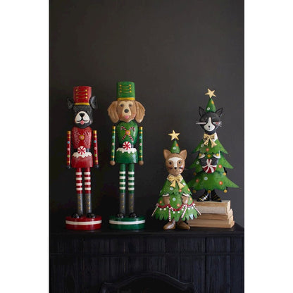 Set Of Two Painted Metal Cat Christmas Trees