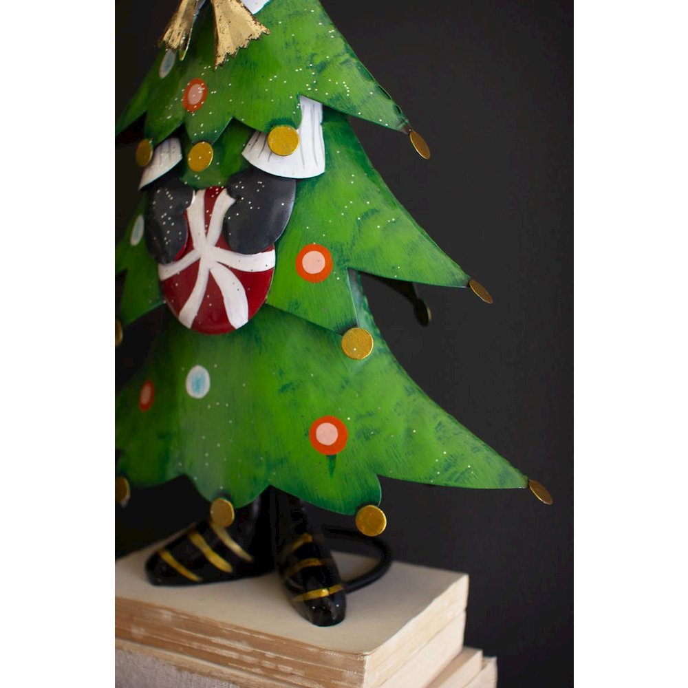 Set Of Two Painted Metal Cat Christmas Trees