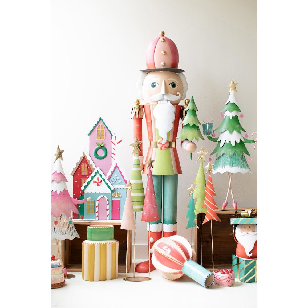 Set Of Two Painted Metalchristmas Tree Trios