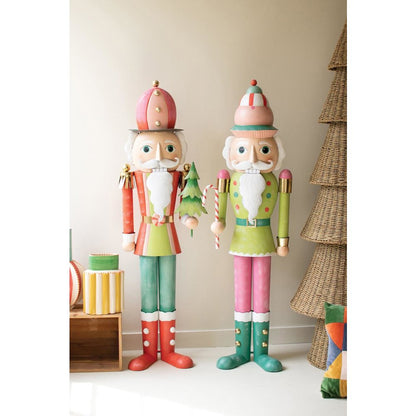 Set Of Two Life Size Painted Metal Nutcrackers