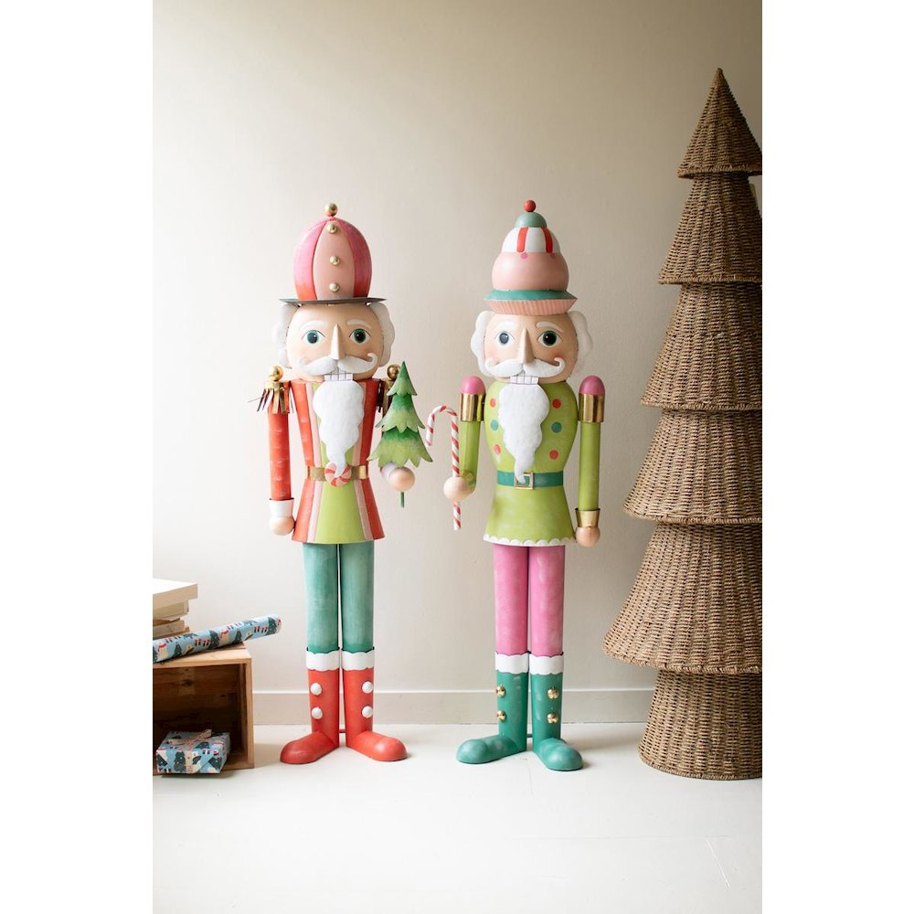 Set Of Two Life Size Painted Metal Nutcrackers