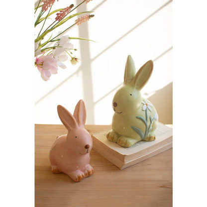 Set Of Two Colorful Faux Concrete Bunnies