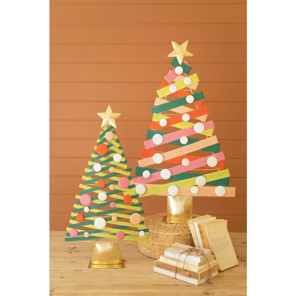 Set of Two Painted Metal Christmas Trees #2
