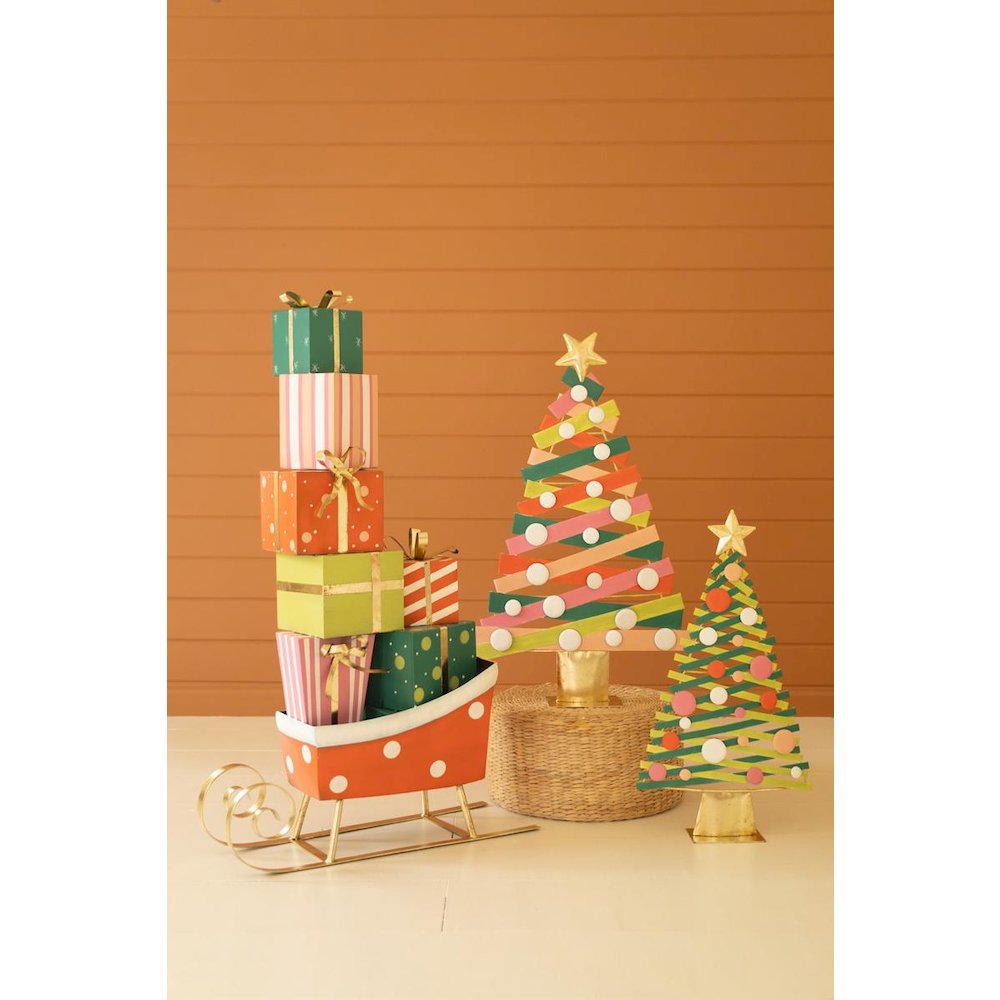Set of Two Painted Metal Christmas Trees #2