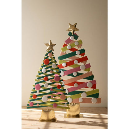 Set of Two Painted Metal Christmas Trees #2