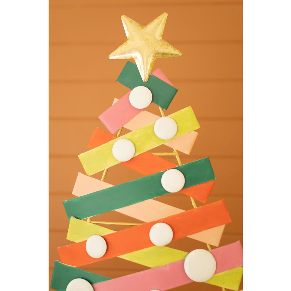 Set of Two Painted Metal Christmas Trees #2