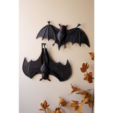Set Of Two Painted Metal Halloween Bats
