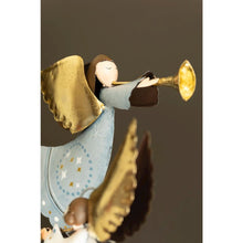 Set of Two Painted Metal Christmas Angels on Stands