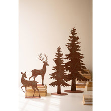 Set of Four Rustic Metal Christmas Trees and Reindeer