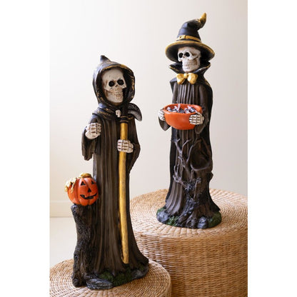 Set of Two Poly Resin Halloween Grim Reapers