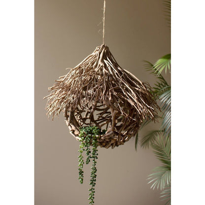 Round Tea Twig Bird House With Roof