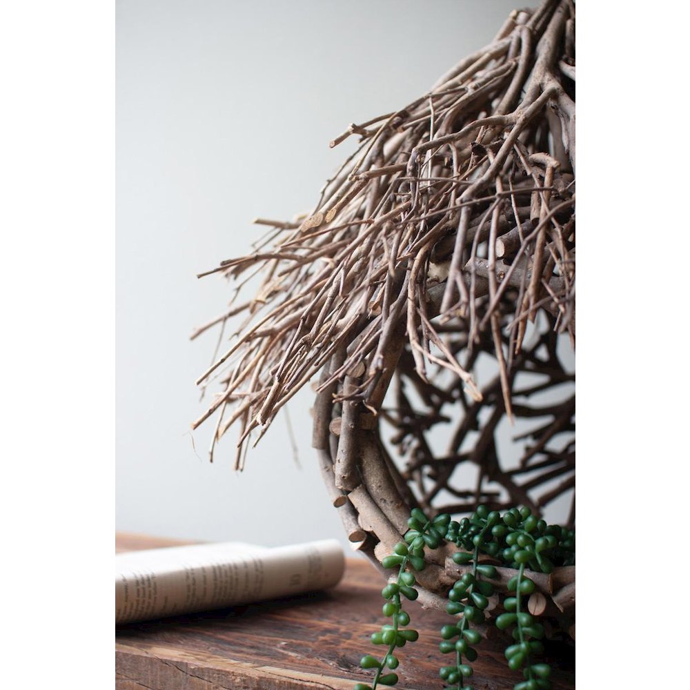 Round Tea Twig Bird House With Roof