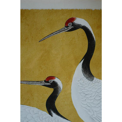 Set 2 Framed Prints Under Glass -Black White And Red Herons