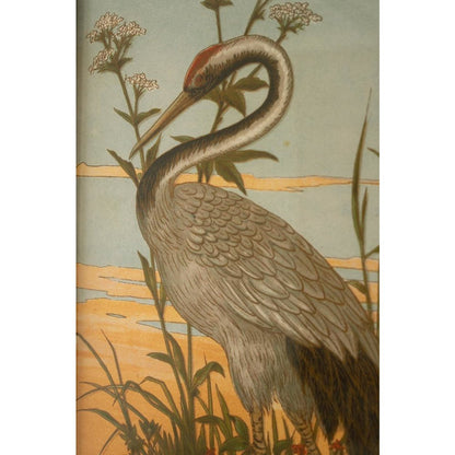 Set Of Two Framed Heron Prints Under Glass