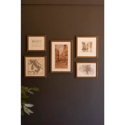 Set 5 Mixed Framed Europe Gallery Wall Prints Under Glass