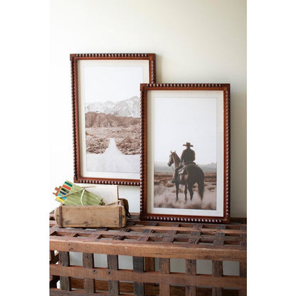 Set 2 Fset 2 Framed Cowboy & Desert Photography Prints Under Glass