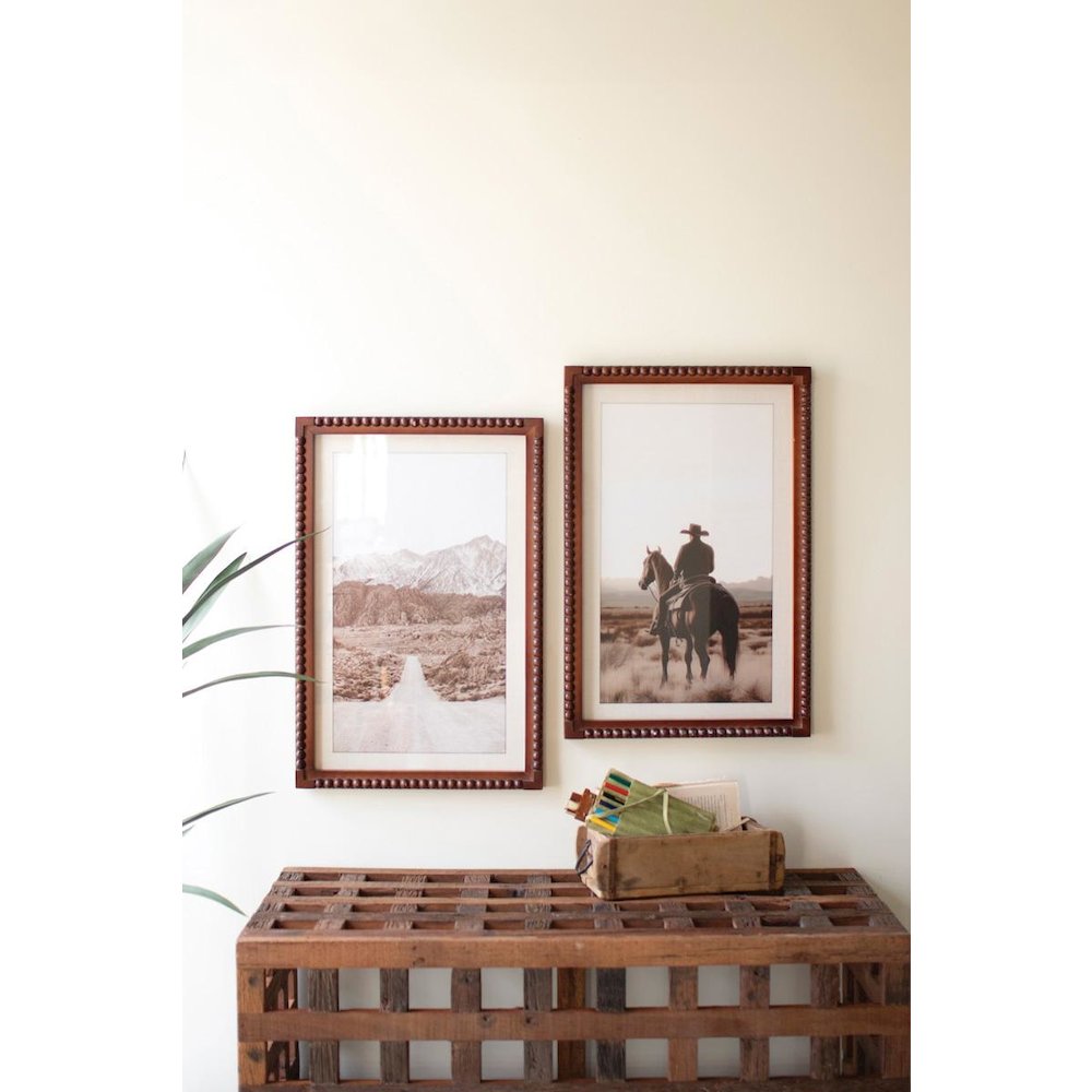 Set 2 Fset 2 Framed Cowboy & Desert Photography Prints Under Glass