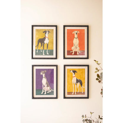 Set Of Four Framed Hound Prints Under Glass