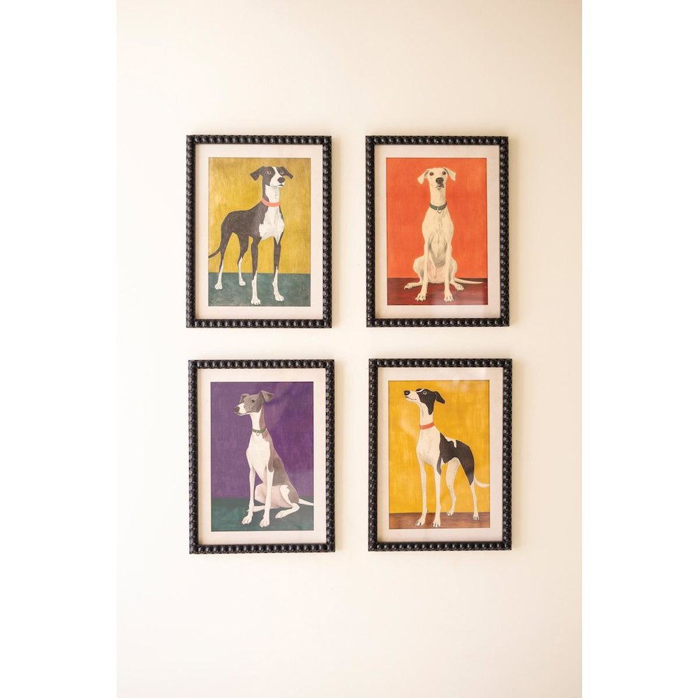 Set Of Four Framed Hound Prints Under Glass