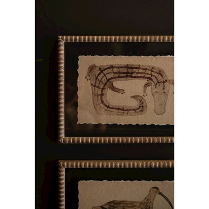 Set of Four Framed Animal Prints Under Glass