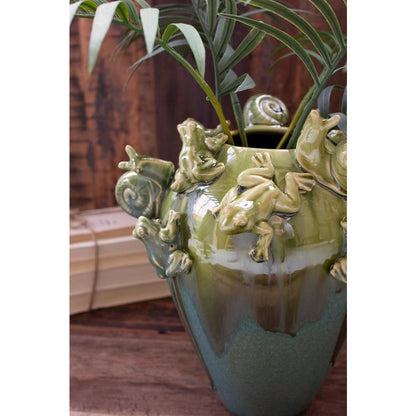 Ceramic Frogs and Snails Vase
