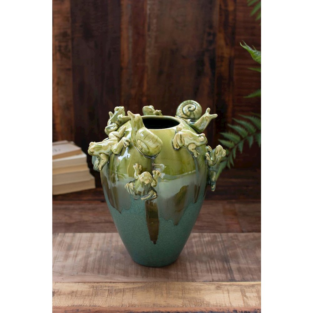 Ceramic Frogs and Snails Vase