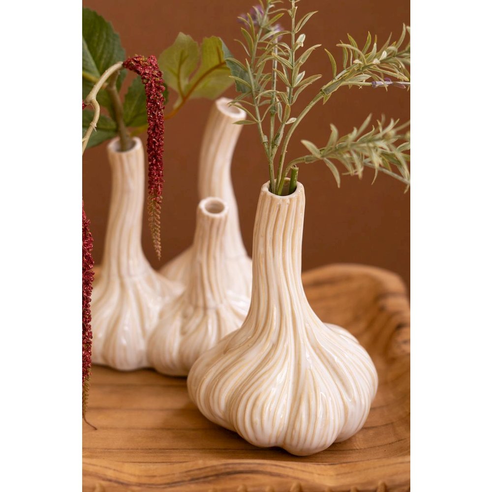 Set of Two Ceramic Garlic Bud Vases