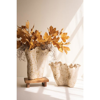 Set of Two Ceramic Rustic Edge Vases