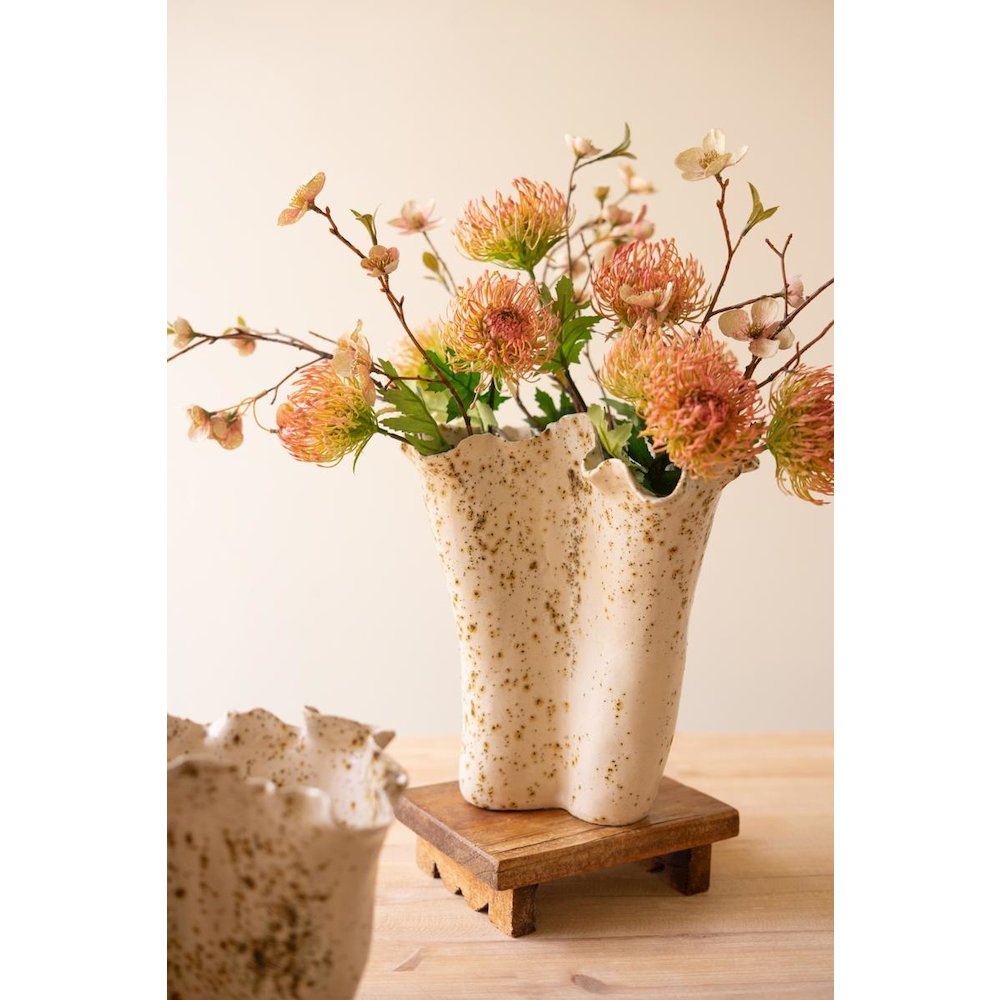 Set of Two Ceramic Rustic Edge Vases